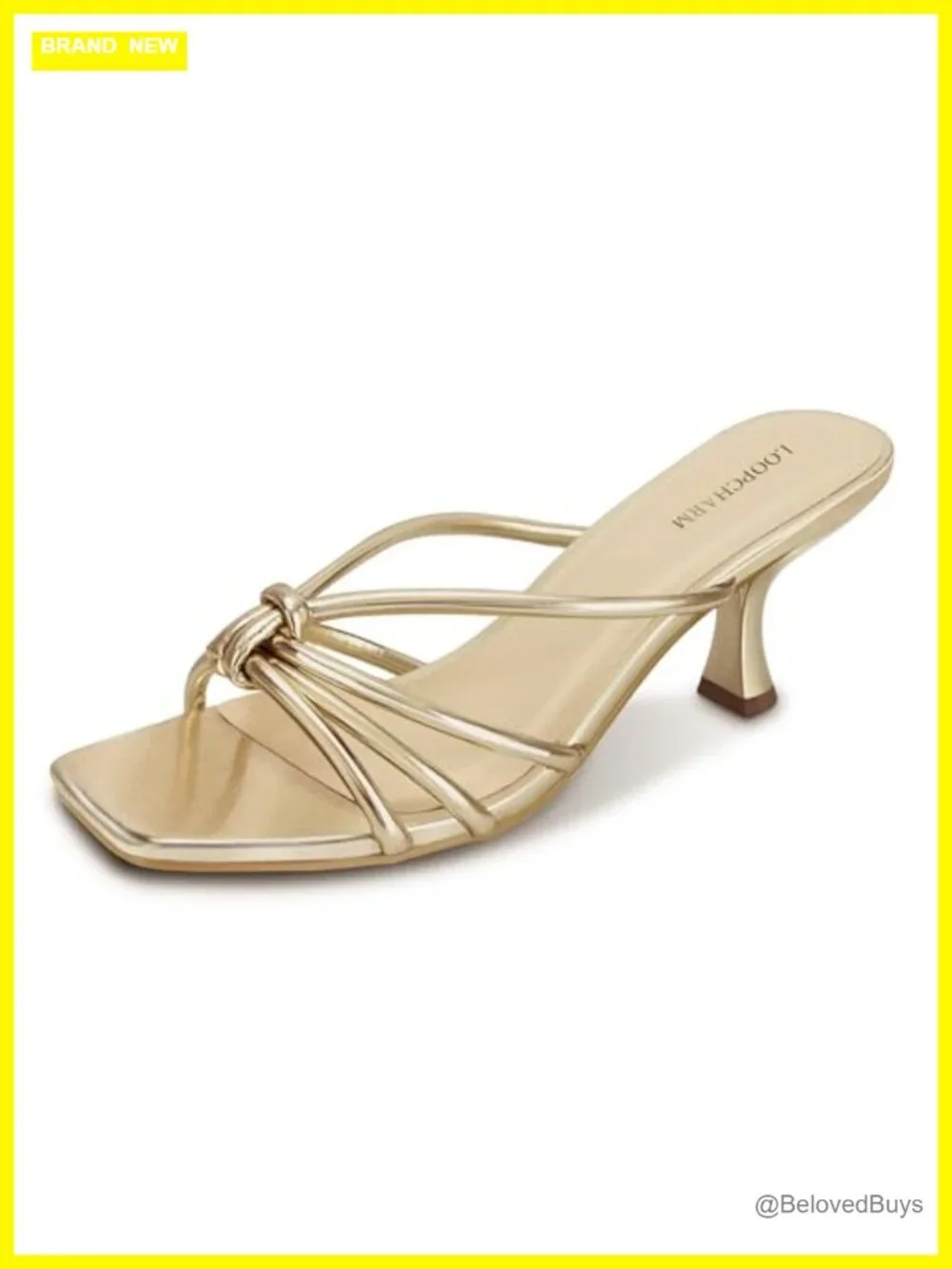 Women's Strappy Kitten Heel Square Open Toe Mule Sandals Faux Leather Slip On